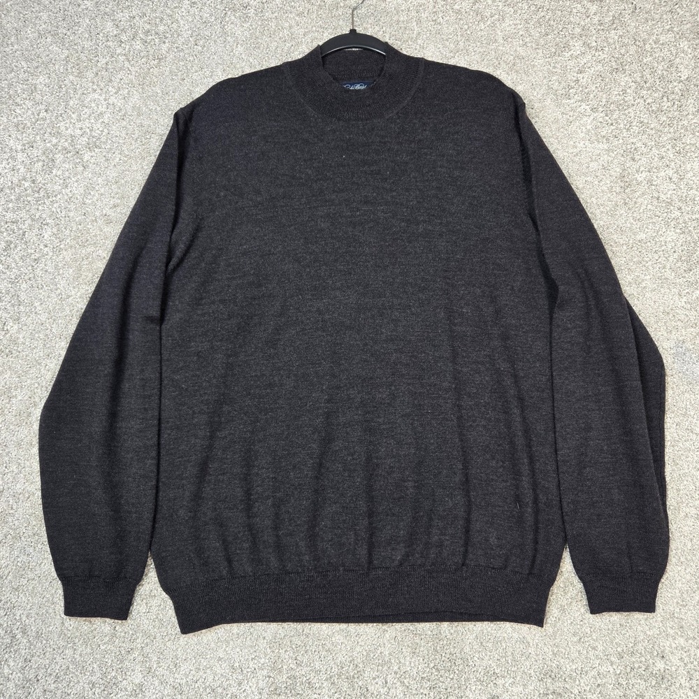 Brooks Brothers Sweater Mens XL charcoal black Gray Merino Wool lightweight